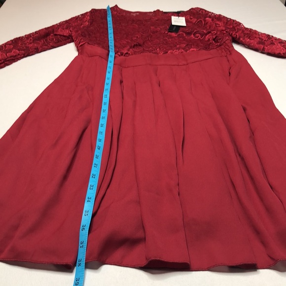 Zanzea Womens Wine Colored Long Sleeve Lace Dress With Chiffon Skirt - Picture 7 of 14